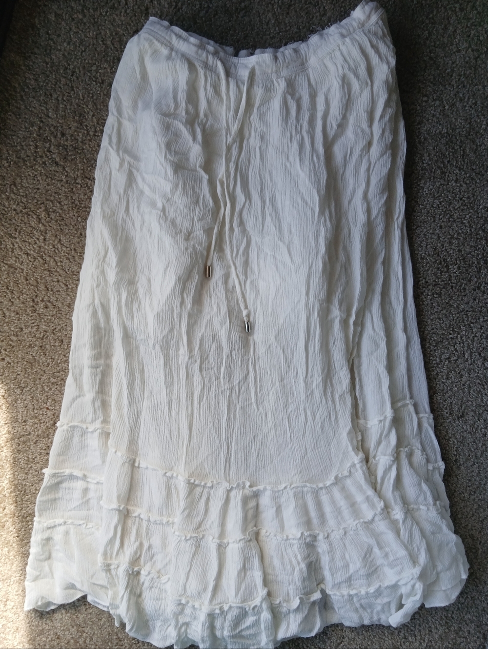 Flowy Midi Skirt White Ruffle
